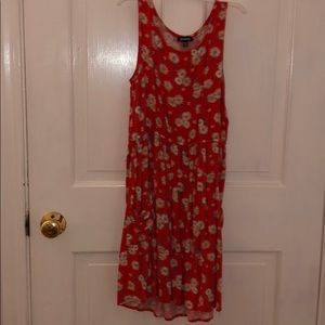 red floral scoop neck summer dress